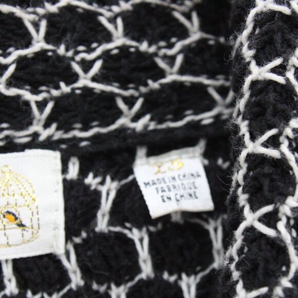 Charlie & Robin Cardigan Sweater Womens Black & White Knit One Button Front XS - Picture 8 of 11